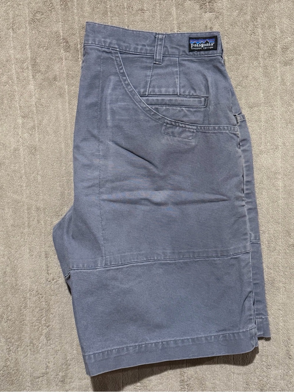 Men’s Patagonia Organic Cotton Blue Chino Shorts Flat Front Slash Pockets Button